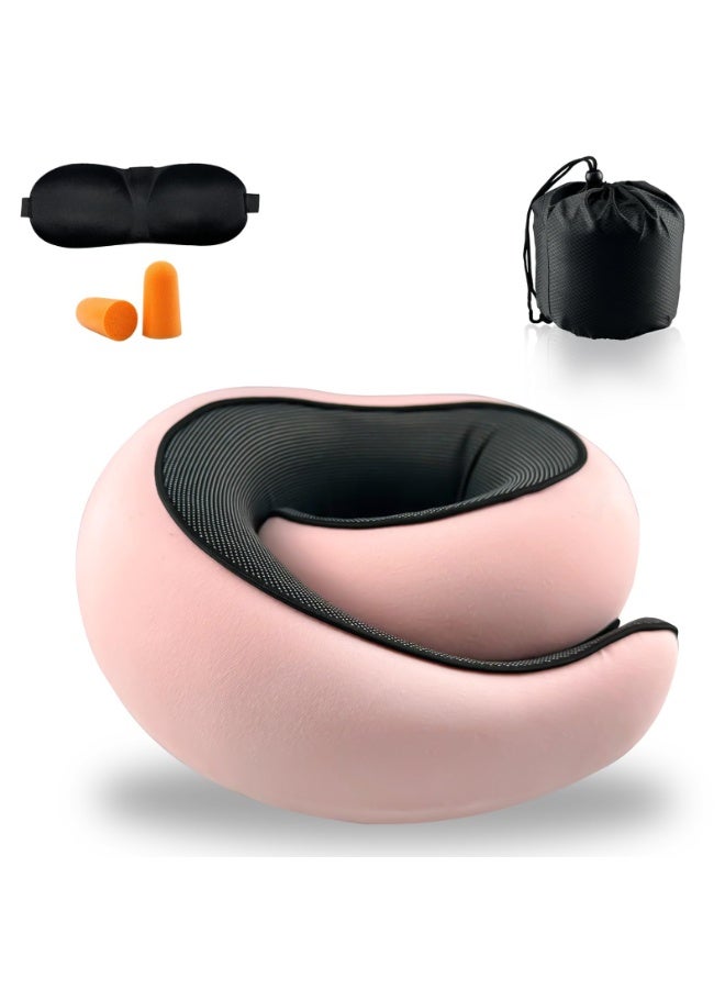 OSHIMA Travel Pillows for Airplanes, 2026 New Travel Pillow Ergonomic Neck Cushion, Airplane Memory Foam Travel Pillow with Ear Plugs Eye Mask Carry Bag for Airplanes Offices and Cars - Image 1